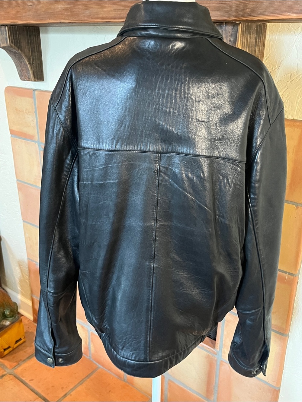 Dockers Black Lamb Leather Bomber Jacket, size L - Picture 7 of 13